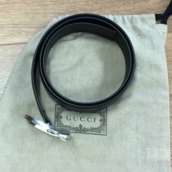 Authentic Gucci Belt Black leather chrome Gucci buckle size 85-34 - Picture 10 of 11